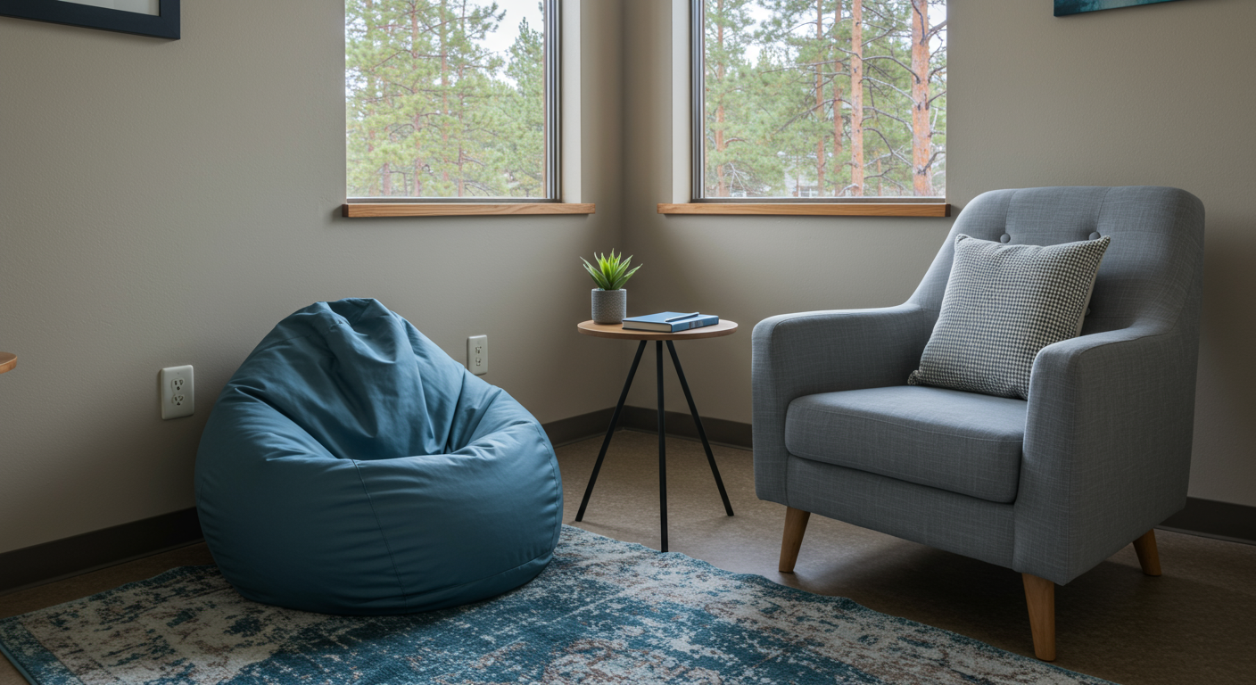 Comfortable teen counseling space
